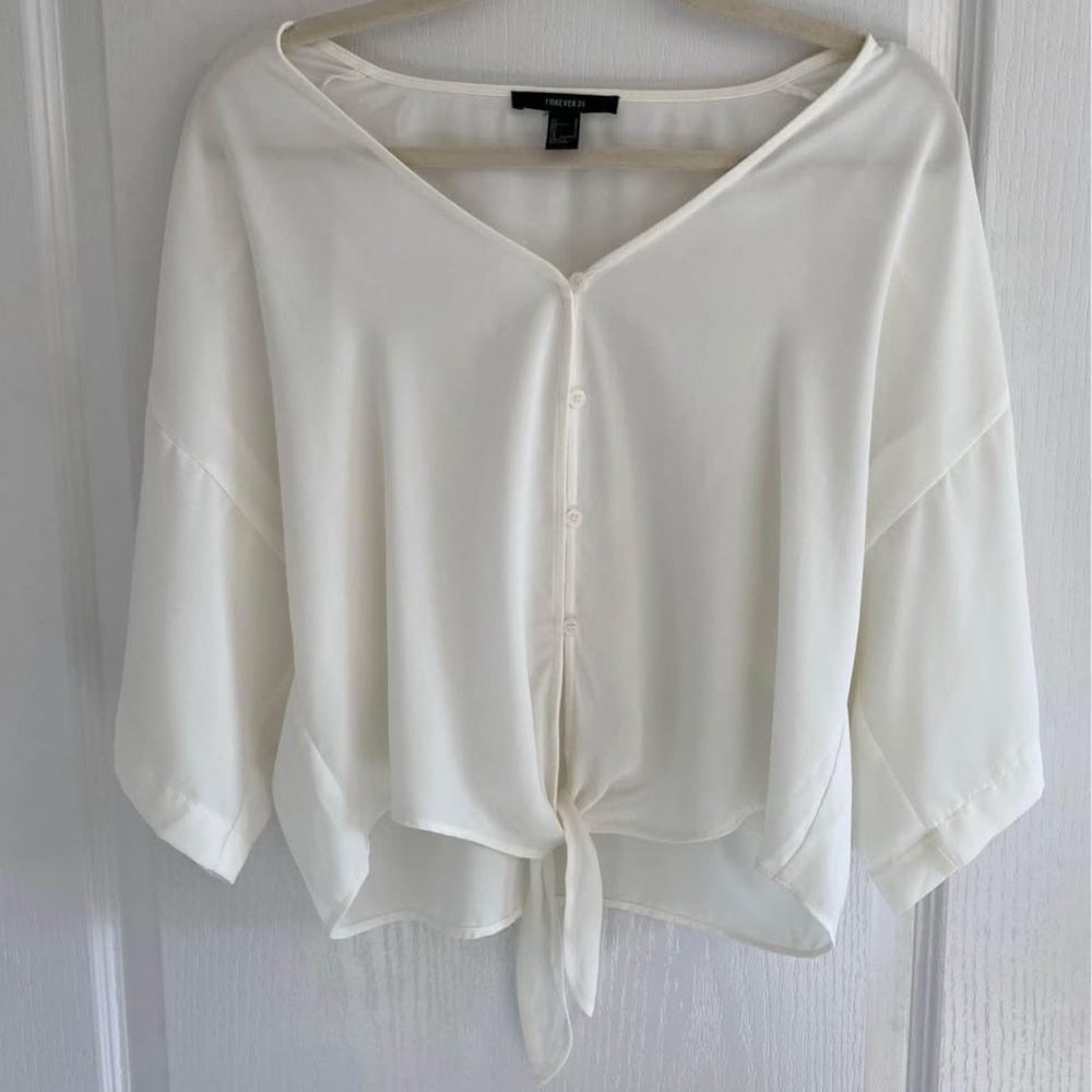 Forever 21 Summer White Button-Down Blouse